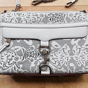 Rebecca Minkoff MAC Lasercut White Leather Cross Body Bag Purse